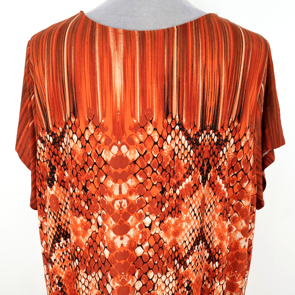 Bob Mackie Dress Petite Plus Size 3XP Black Orange Stretch Knit Wearable Art New - Picture 7 of 14